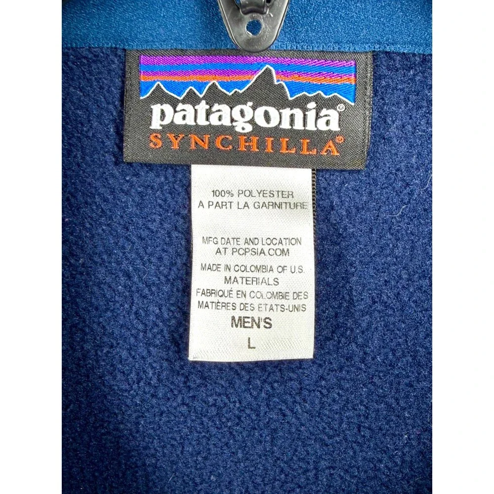 Patagonia Men's Large Blue Simple Synchilla Full Zip Fleece Jacket